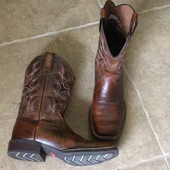 SV7216 Mens Justin Silver Cattleman Cowboy Boot Square Toe Brown - Picture 5 of 16